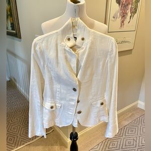 J. Crew White Linen Jacket with Fringe